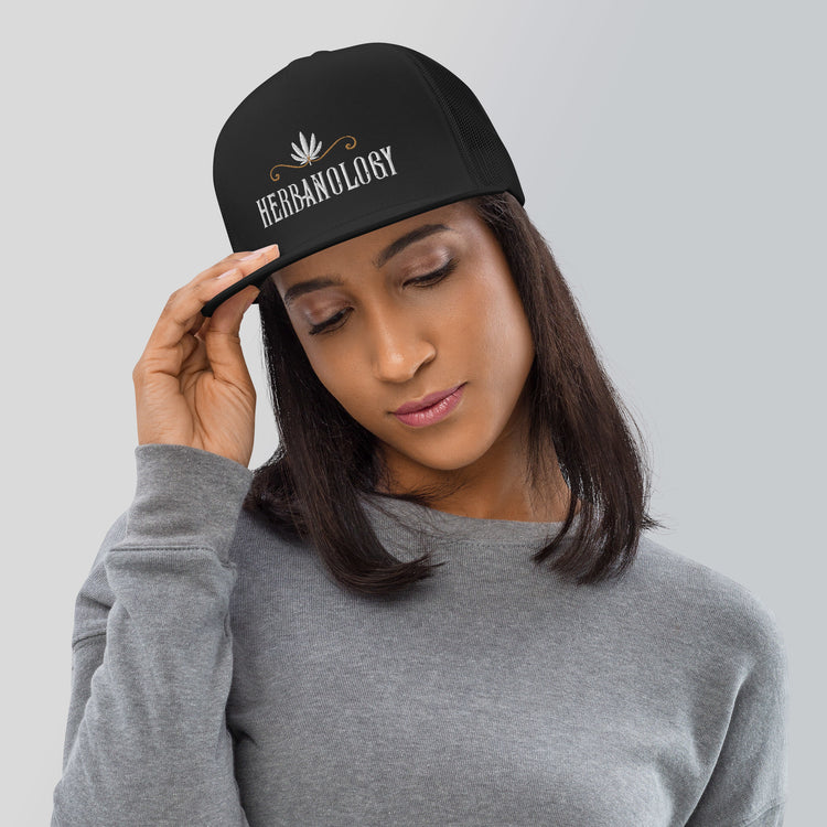 Unisex Trucker Cap in Black with 2 Color Logo